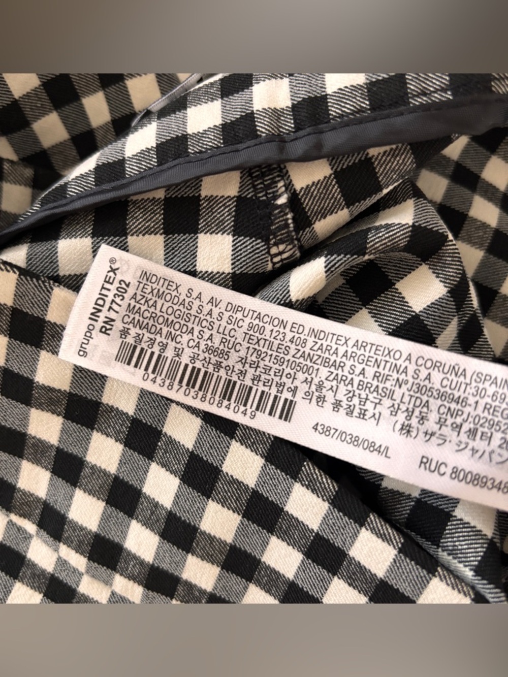 Zara Black and White Gingham Slim Fit Chinos - Picture 4 of 7